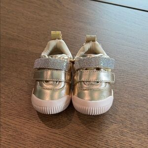 Pampili Gold Toddler Velcro Sneakers with Rhinestone Strap